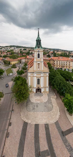 Vista Volo Uccello Szekszard Bela Square — Foto Stock