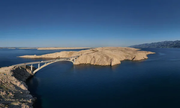 Panorama Del Ponte Croato Paski Most Che Collega Terraferma Con — Foto Stock