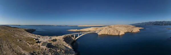 Panorama Del Ponte Croato Paski Most Che Collega Terraferma Con — Foto Stock