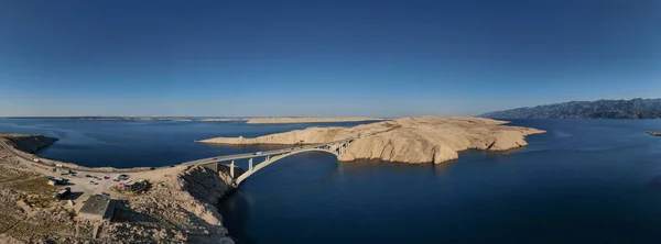 Panorama Del Puente Croata Paski Most Que Conecta Continente Con —  Fotos de Stock