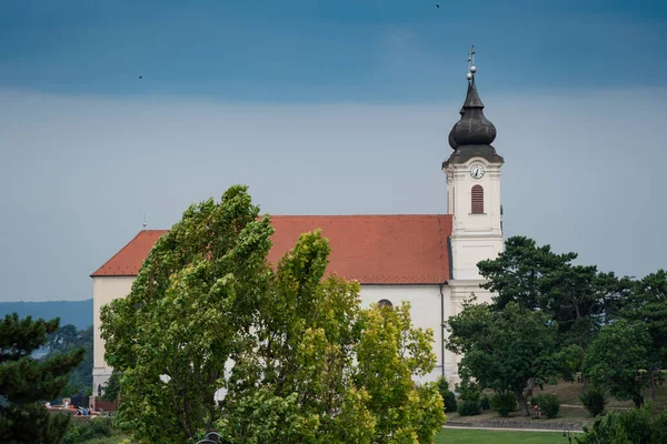 Opactwo Tihany Burzliwy Dzień Węgrzech Balaton — Zdjęcie stockowe