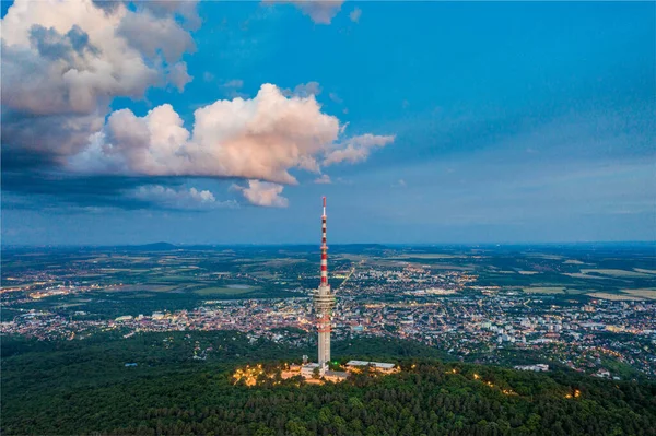Televizní Věž Pecs Hungary Mecsek Kopce — Stock fotografie