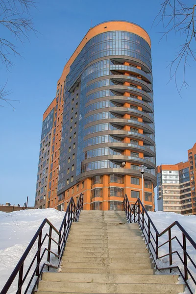 Beautiful High Rise Building Blue Sky Background — Stock Photo, Image