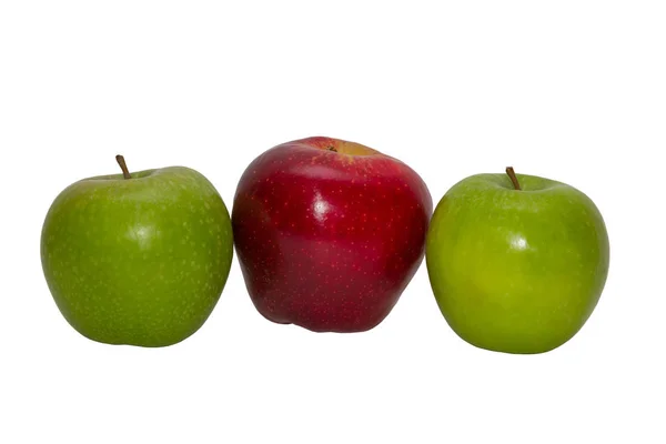 Green Red Apples Close White Background — Stock Photo, Image