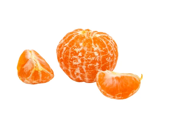 Reife Mandarine Ohne Schale Auf Weißem Hintergrund Nahaufnahme — Stockfoto