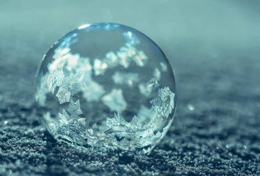 Karda donmuş kabarcık