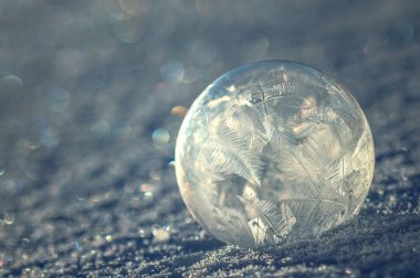 Karda donmuş kabarcık