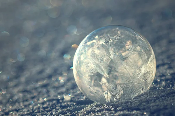 Karda donmuş kabarcık