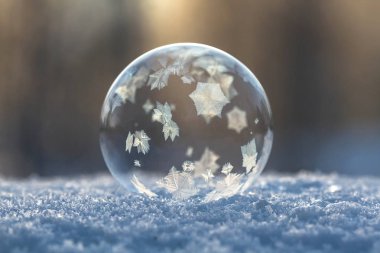 Karda donmuş sabun köpüğü yakın çekim