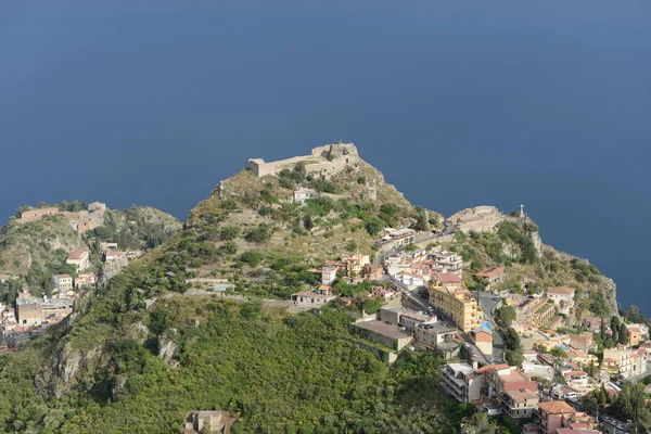 Teatro Antiguo Izquierda Castillo Saraceno Centro Capilla Madona Della Rocca — Foto de Stock