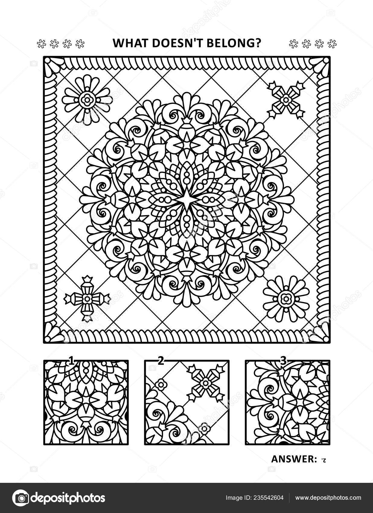 Coloring Page Adults Children Too Visual Puzzle What Does Belong