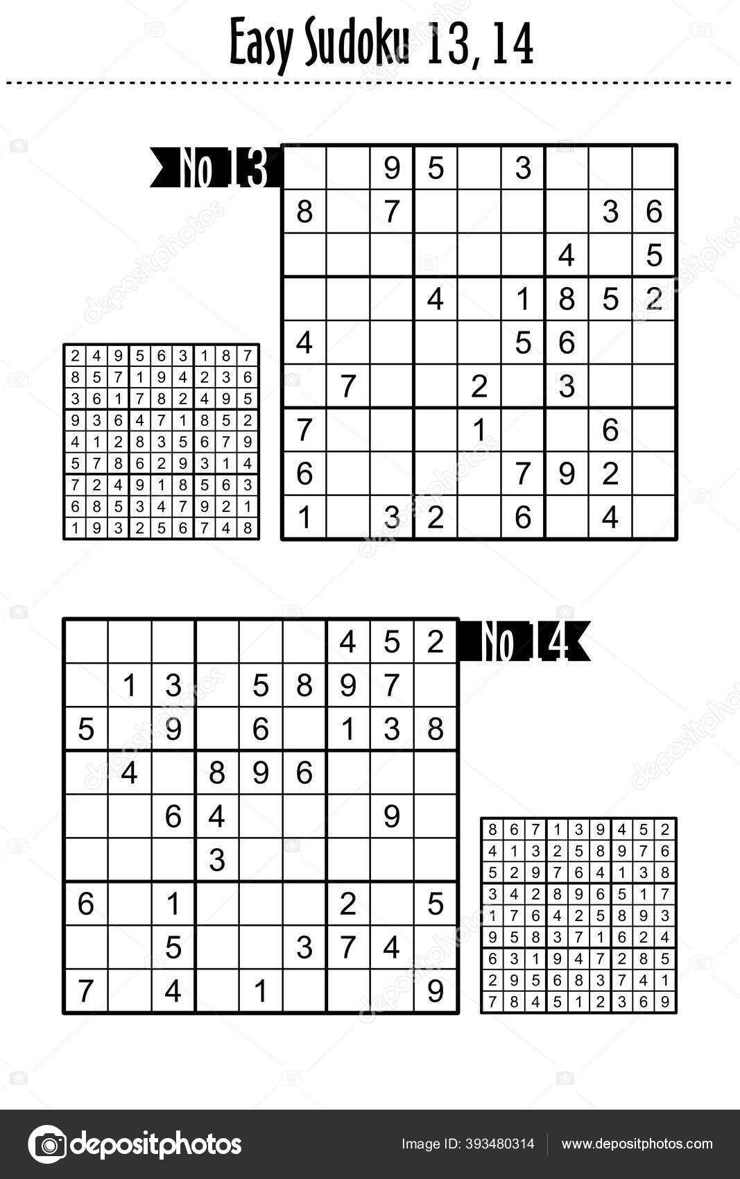 Easy Sudoku Puzzles Two Games Suitable Kids Beginners Just Relax Vector Image By C Ratselmeister Vector Stock 393480314