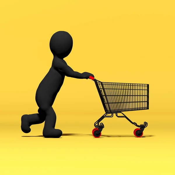 Shopping Cart Black Charactere — Stock Photo, Image