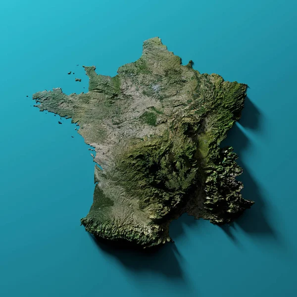 Francia Mappa Con Rilievo — Foto Stock