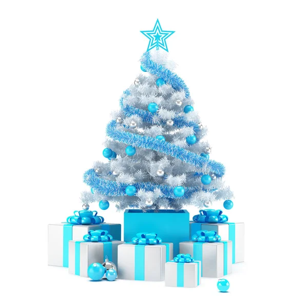 Árbol Navidad Regalos Fondos Blancos — Foto de Stock