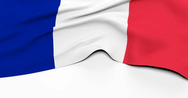 Bandiera Francese Realistica Sfondo Bianco Render — Foto Stock