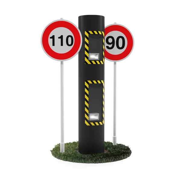 限速和道路标志3D — 图库照片