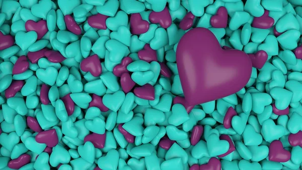 love background with pink and blue hearts