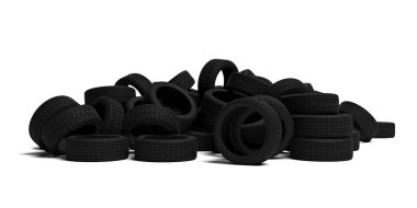 Beyaz arka plan üzerinde lastik yığını