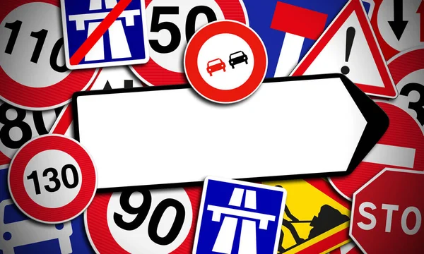 Lot Roadsigns Driving School Stock Image