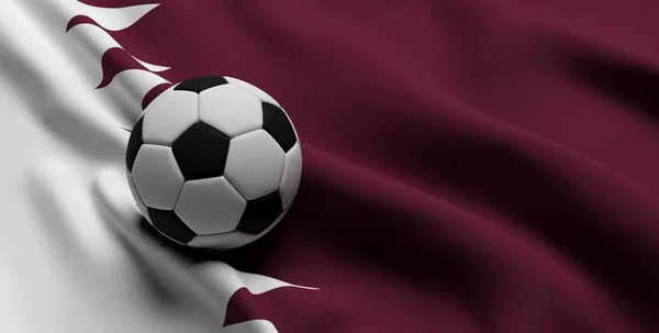 Qatar Flag Soccer Ball — Stock Photo, Image