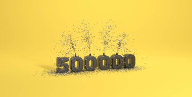 500 bin kutlama Sarı arka plandaki teşekkür cümlesi