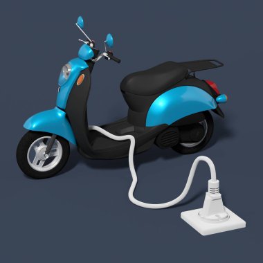 Elektrikli scooter illüstrasyonu 3d görüntüleme