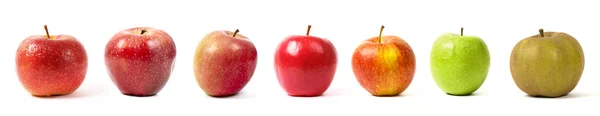 Διαφορετικές Ποικιλίες Μήλων Λευκό Φόντο Φωτογραφία Αρχείου