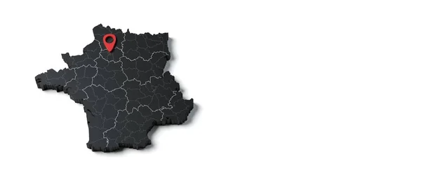 白色背景上的法国黑白地图 — 图库照片
