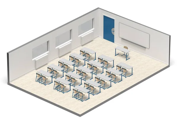 Rendering Tilbage Til Skolen Med Coronavirus Klasseværelse - Stock-foto