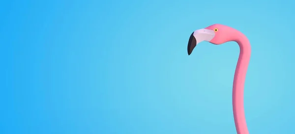 3Dレンダリングピンクフラミンゴの青の背景 — ストック写真