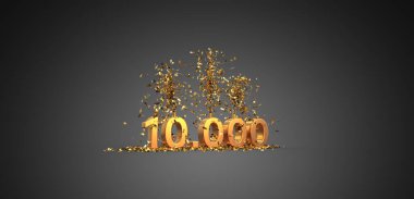 10 bin takipçi teşekkür ediyor. Görüntü koyu arkaplan 3D görüntüleme.