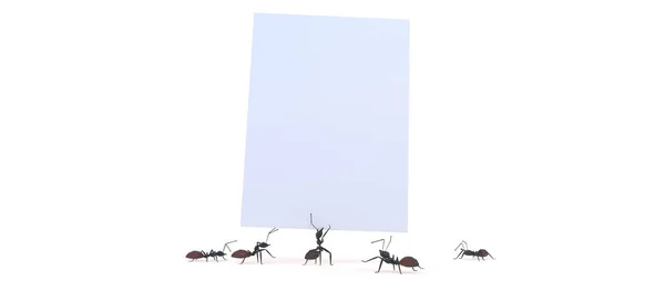 Μυρμήγκια Που Φέρουν Φύλλο Χαρτιού Απόδοση Εικόνα Αρχείου