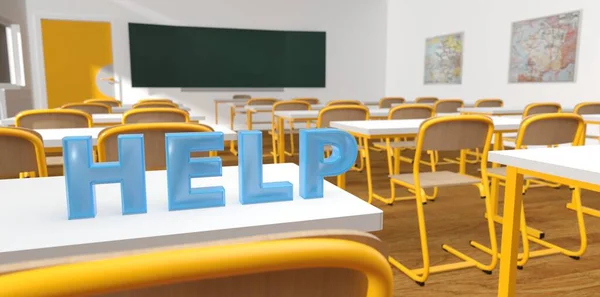 Word Help Table Classroom Rendering — Stock Photo, Image