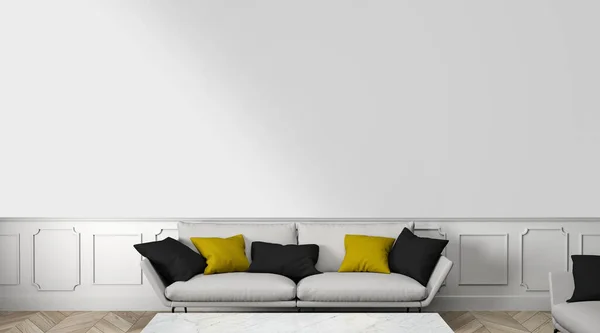 Living Room Blank Wall Rendering — Stock Photo, Image