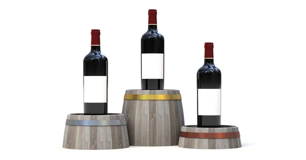 Podium Wine Bottles Rendering — Stock Photo, Image