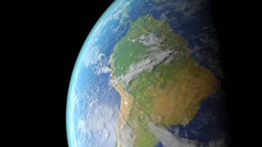 Güney Amerika 3D görüntüden görüldü. Bu görüntünün elementleri NASA tarafından desteklenmektedir