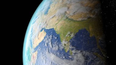 Hindistan 3 boyutlu görüntüden görüldü. Bu görüntünün elementleri NASA tarafından desteklenmektedir