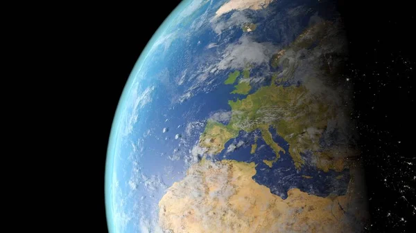ヨーロッパは空間3Dレンダリングから見た Nasaによって提供されたこの画像の要素 — ストック写真