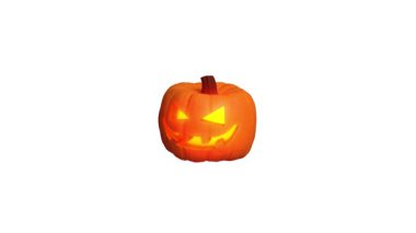 Cadılar Bayramı için Jack O Lantern siyah arkaplanda izole - 3D canlandırma