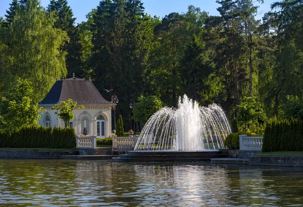 Fontana Nel Parco Estivo Sul Lago — Foto Stock