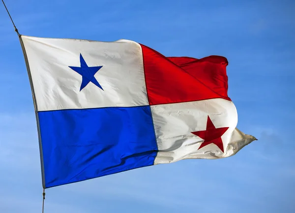 Developing Panama National Flag Blue Sky Background — Stock Photo, Image