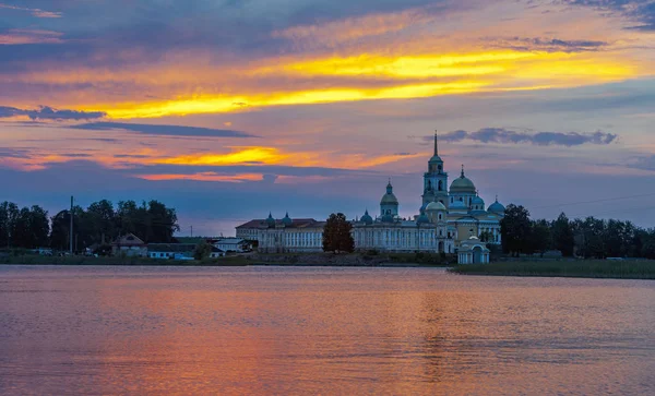 Monastero Nilo Stolobensky Tramonto Monastero Nilo Stolobensky Trova Nella Regione — Foto Stock