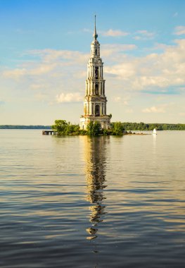 Flooded bell tower in Kalyazin - the main landmark of the city, Tver region, Russia clipart