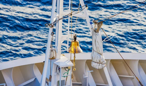 Ship bell on the deck of a passenger liner — Stock Photo, Image