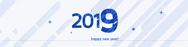 Happy New Year 2019 Vector Illustration Bold Text Wide Creative - Stok Vektor
