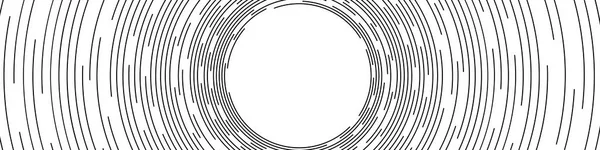 Абстрактні Чорні Концентричні Круглі Лінії Білому Тлі Широка Векторна Ілюстрація — стоковий вектор
