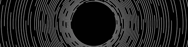 Absztrakt Fehér Koncentrikus Körben Fekete Háttér Széles Vektoros Illusztráció Sorokban — Stock Vector