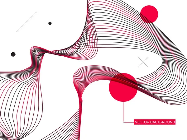 Fond Géométrique Abstrait Avec Ondes Linéaires Dynamiques Illustration Vectorielle Dans — Image vectorielle