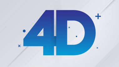 Beyaz Arka Plan Üzerine Mavi 4d Metin - Vektör Çizimi